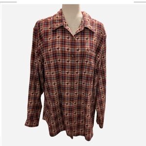Pre-owned Vintage Plaid Button-Up Women's Top